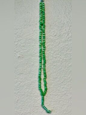 Vintage Green Beaded Tassel Necklace